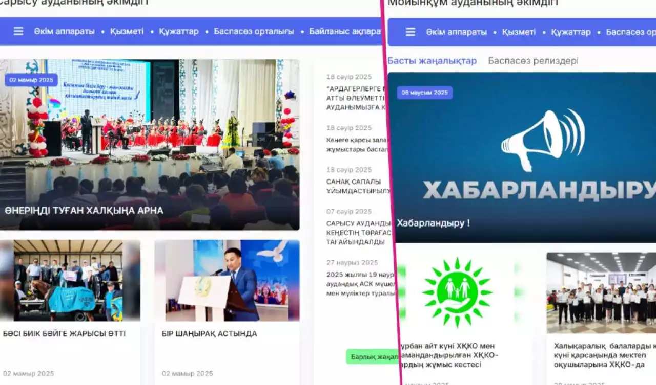 Ресми сайтына бір айда бір ақпарат салмаған әкімдіктер бар